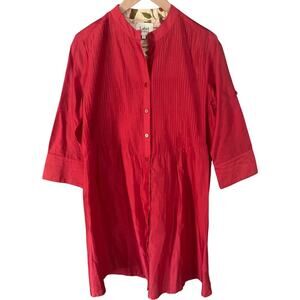 Label Ritu Kumar Red/Orange Cotton/Silk Blend Tunic Sz 3‎ (U.S. size 8)